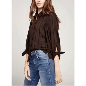 BCBGeneration Striped Puff Sleeve Top Size Small